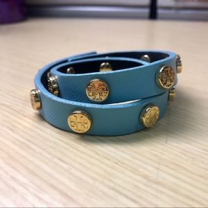 Tory Burch Double Wrap Logo Stud Bracelet